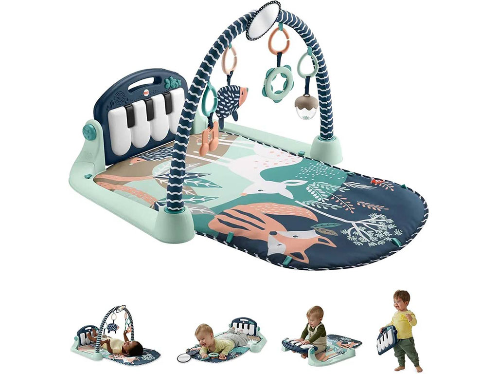 تشک بازی نوزادی موزیکال دارای پیانو طرح حیوانات و جنگل