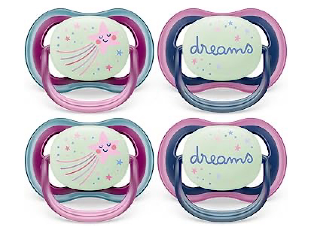 پستانک ارتودنسی  شب تاب دو عددی نوزادی 18-6 ماه مدل ultra air فیلیپس اونت philips avent