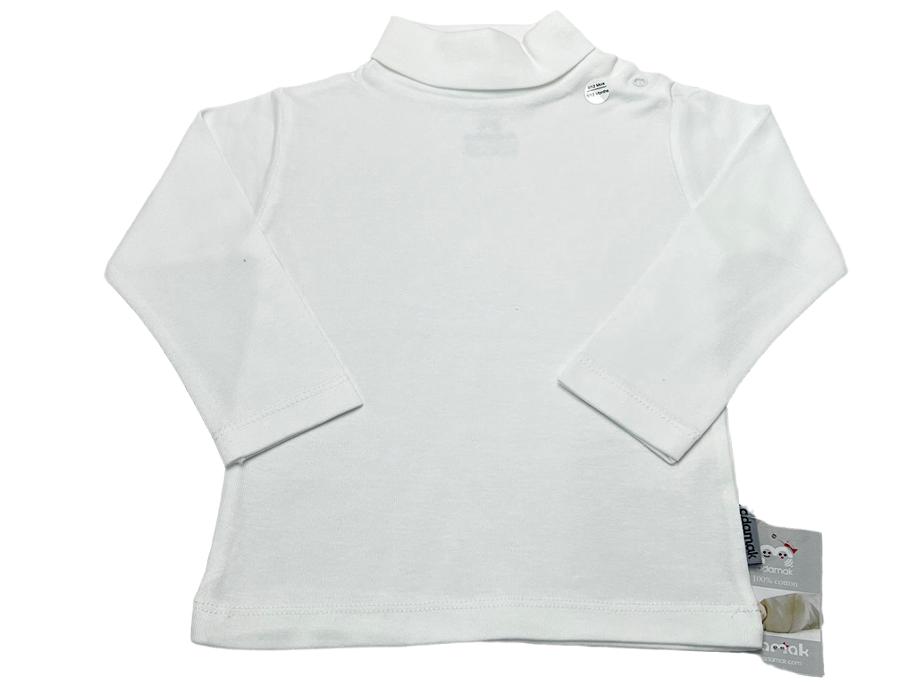 بلوز  نوزادی و کودک یقه اسکی سفید رنگ   آدمک Adamak