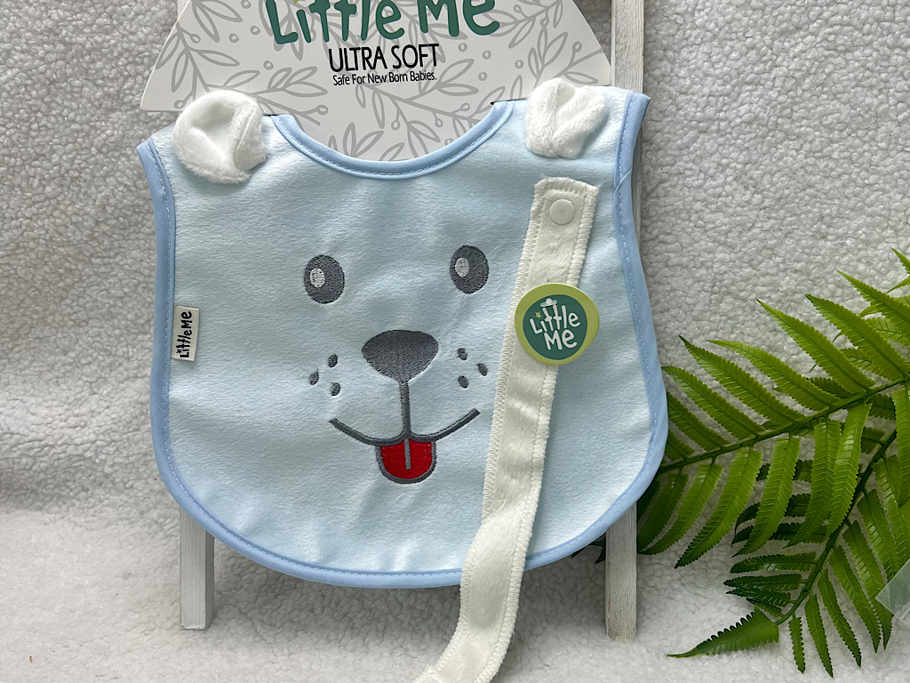 پیشبند نوزادی پسرانه با بند پستانک دکمه ای لیتل می little me