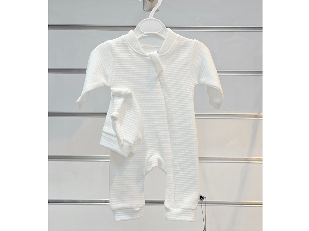 سرهمی نوزادی کلاه دار سفید رنگ کارامل caramell