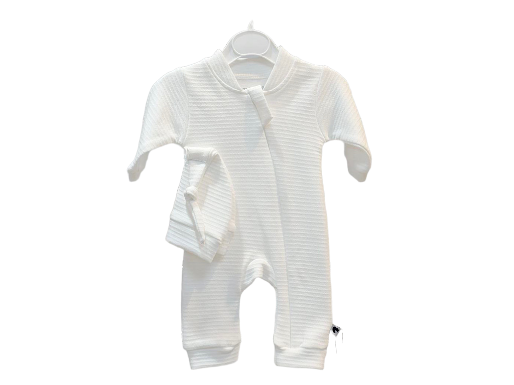 سرهمی نوزادی کلاه دار سفید رنگ کارامل caramell