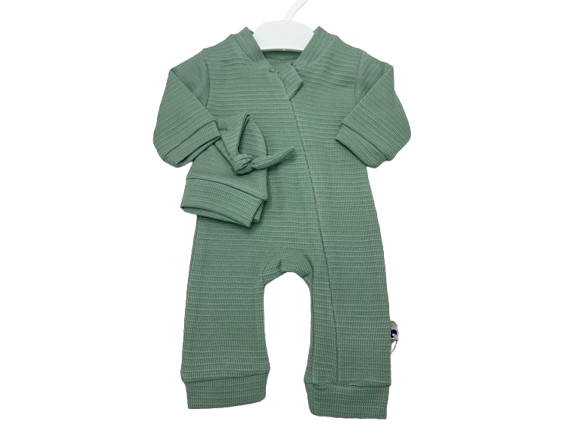 سرهمی نوزادی کلاه دار سبز رنگ کارامل caramell