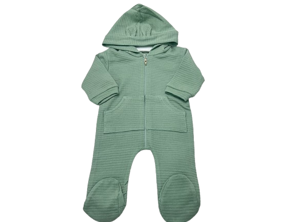 سرهمی جوراب و کلاه دار بیسکوییتی زیپ دار نوزادی رنگ سبز دامون damon