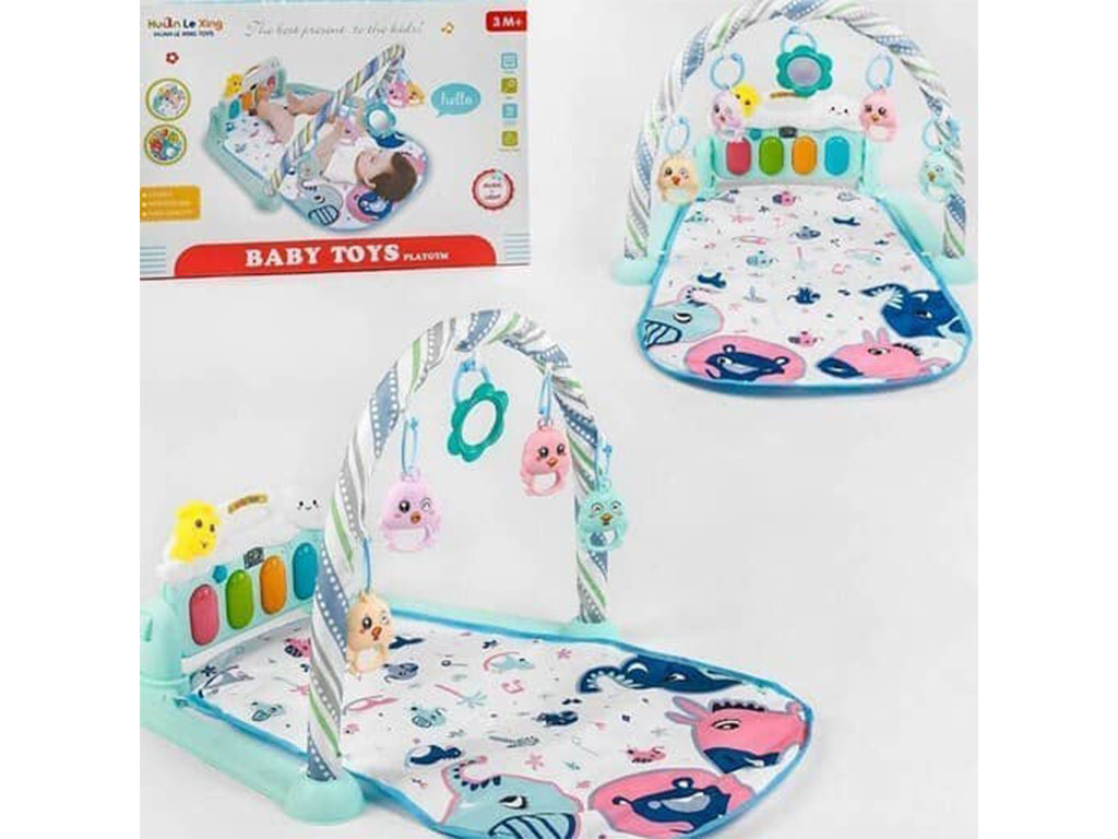 تشک بازی دارای پیانو موزیکال و چراغ دار نوزادی طرح حیوانات دارای کیف دستی