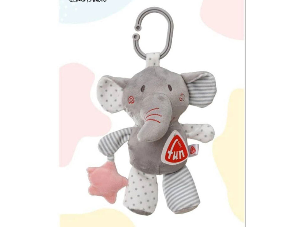 عروسک آویز تخت و کریر جغجغه ای نوزادی طرح فیل baby fun