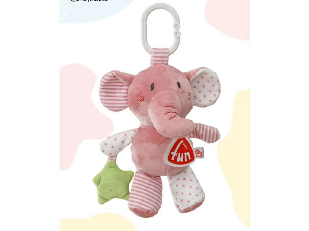 عروسک آویز تخت و کریر جغجغه ای نوزادی طرح فیل baby fun