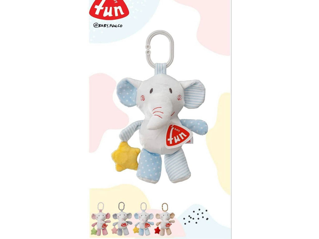 عروسک آویز تخت و کریر جغجغه ای نوزادی طرح فیل baby fun