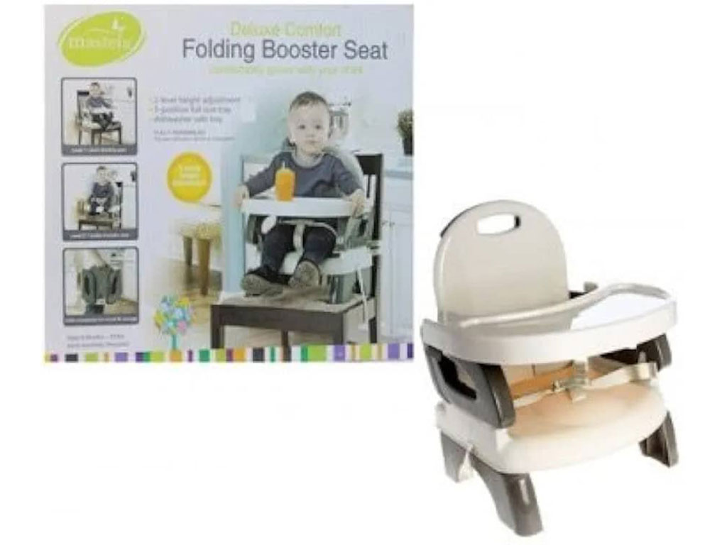 صندلی غذای کودک پرتابل طوسی رنگ مدل بوستر ماستلا mastela