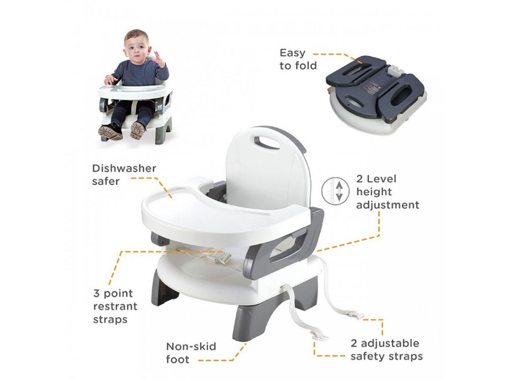 صندلی غذای کودک پرتابل طوسی رنگ مدل بوستر ماستلا mastela