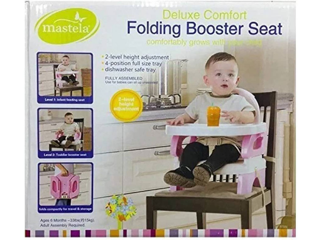 صندلی غذای کودک پرتابل دخترانه صورتی رنگ مدل بوستر ماستلا mastela