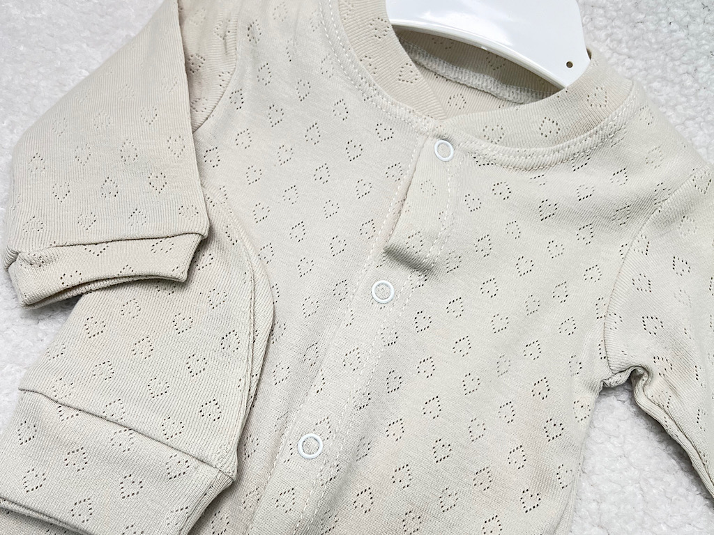 سرهمی نوزادی کلاه دار طرح قلب سوزنی استخوانی  رنگ کارامل caramell