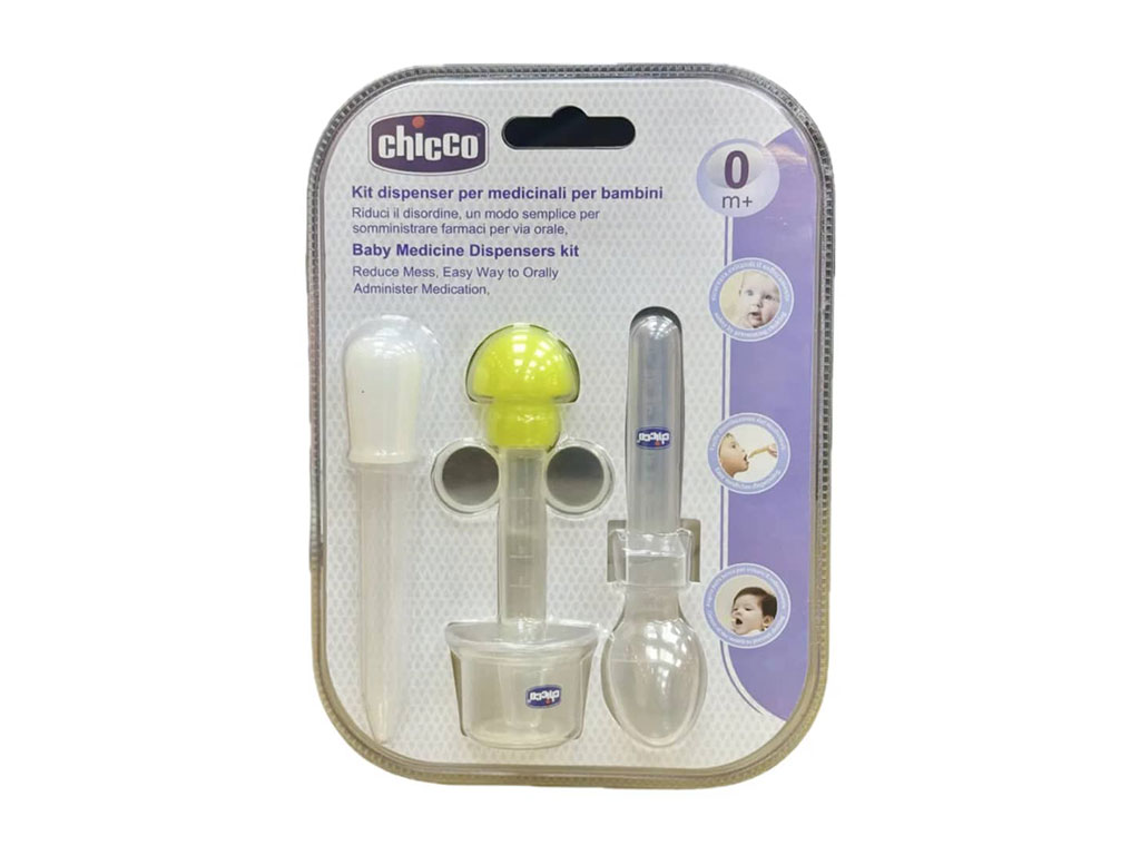 داروخوری نوزادی طرح سرنگ پایه دار به همراه قاشق و قطره چکان چیکو CHICCO