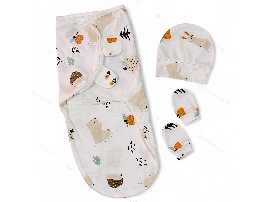 قنداق چسبی همراه با کلاه و دستکش baby4life