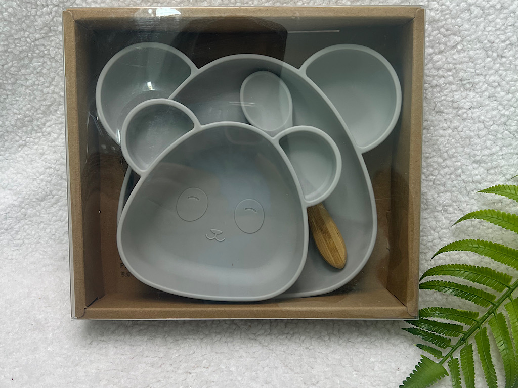 ست ظرف غذا و قاشق سیلیکونی طرح خرس ole ola