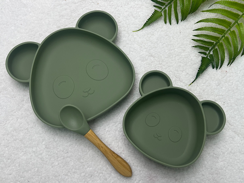 ست ظرف غذا و قاشق سیلیکونی طرح خرس ole ola