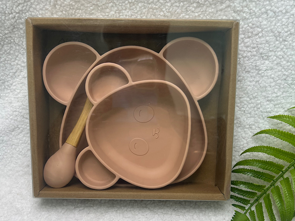 ست ظرف غذا و قاشق سیلیکونی طرح خرس ole ola