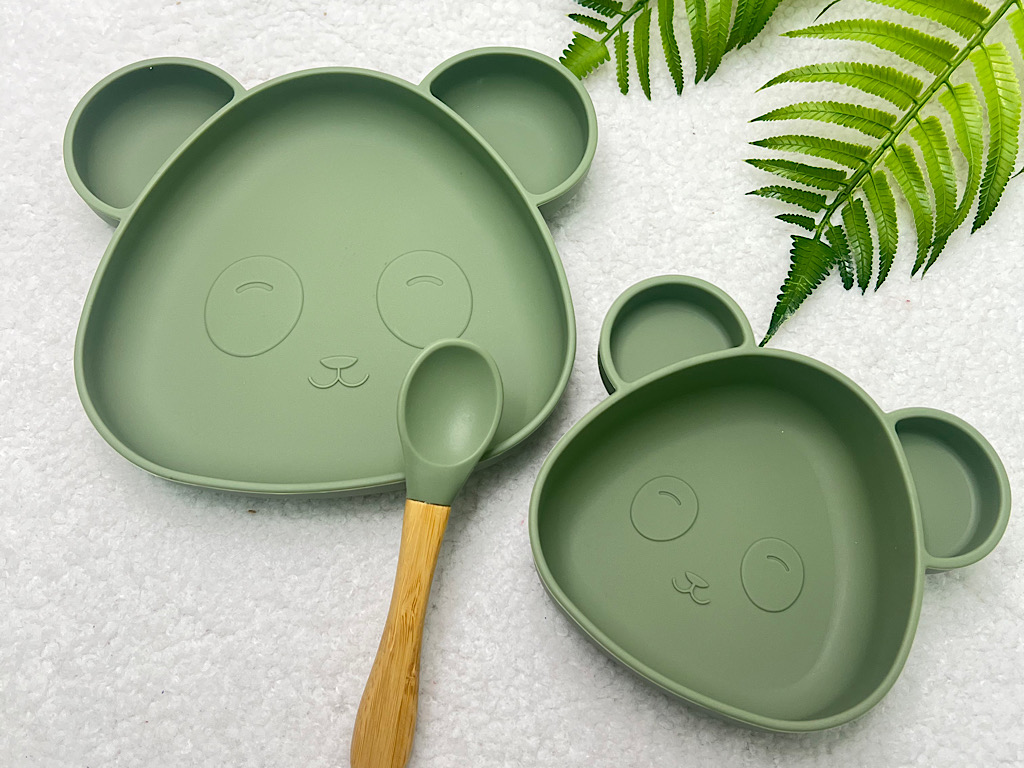 ست ظرف غذا و قاشق سیلیکونی طرح خرس ole ola