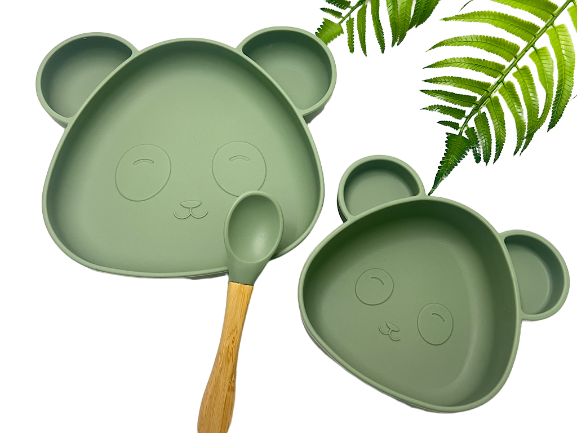 ست ظرف غذا و قاشق سیلیکونی طرح خرس ole ola