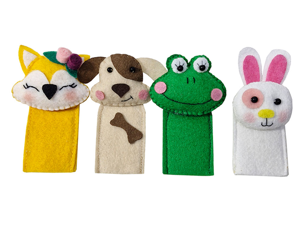 عروسک های نمایشی 4 عددی انگشتی نمدی حیوانات