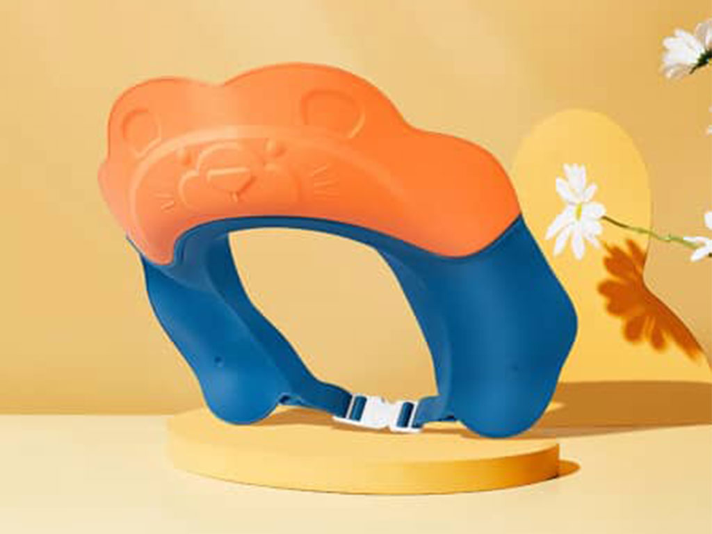 کلاه محافظ حمام نوزاد و کودک سیلیکونی طرح شیر