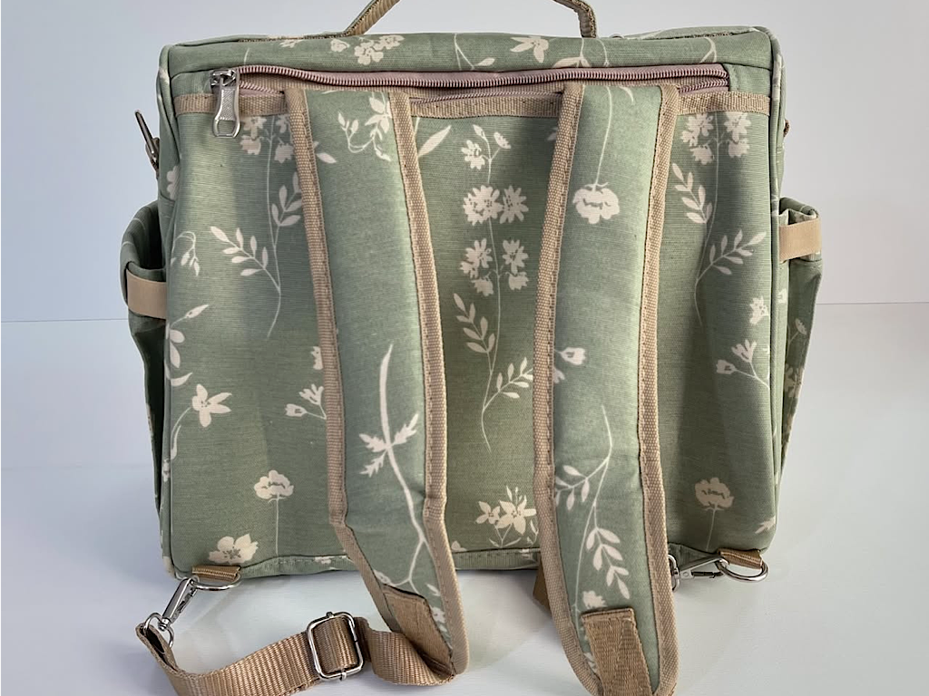 کوله پشتی و ساک لوازم ۳ کاره یونا گلدار سبز الا  ELA