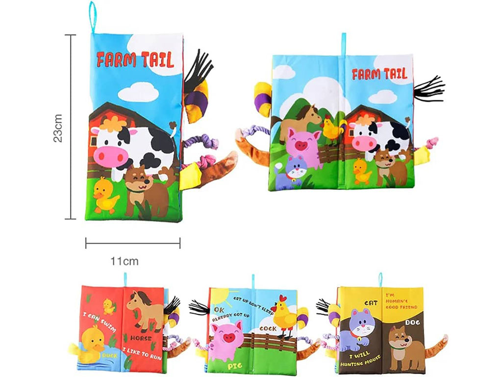 کتاب پارچه ای دم دار نوزادی طرح حیوانات