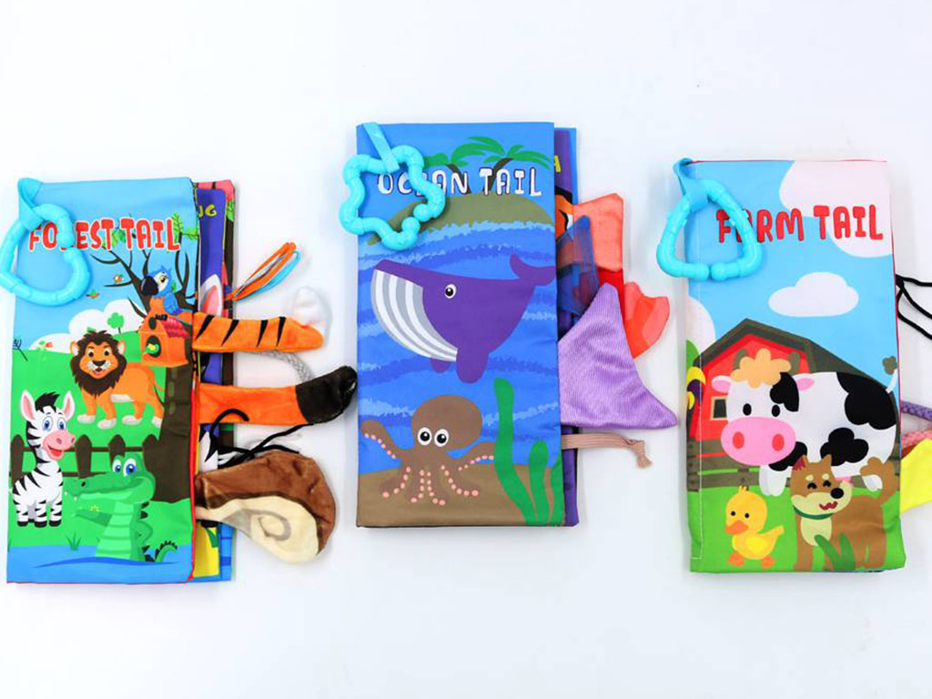 کتاب پارچه ای دم دار نوزادی طرح حیوانات