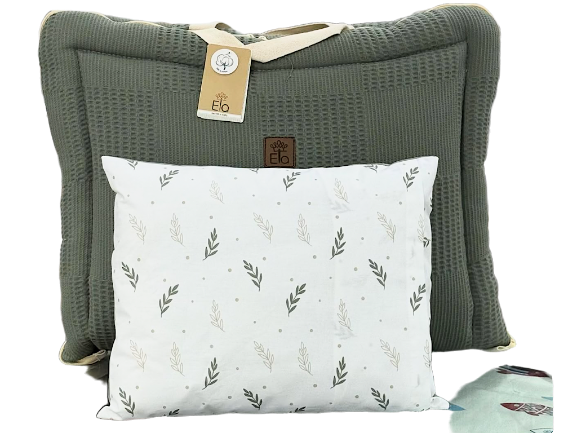 سرویس خواب دم دستی مسافرتی نوزادی مجموعه 3 عددی تشک، لحاف و بالشت با بسته بندی کیفی طرح صلح سبز الا ELA