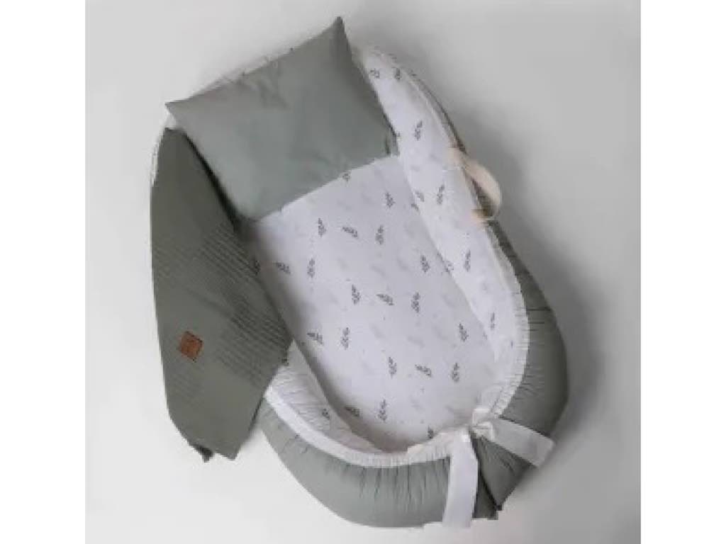 ست تشک لبه دار و آغوشگیر (قنداق سوئیسی) پیکه با بالشت و روانداز و زیرانداز تعویض طرح صلح سبز ELA