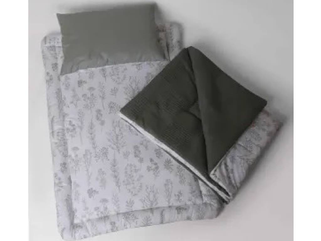 سرویس خواب دم دستی مسافرتی نوزادی(سایز 2)مجموعه 3 عددی تشک، لحاف و بالشت طرح نبات سبز الا ELA