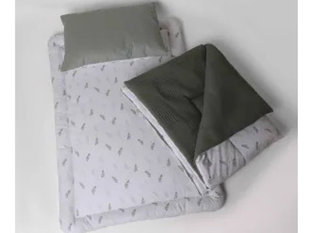 سرویس خواب دم دستی مسافرتی نوزادی(سایز 2)مجموعه 3 عددی تشک، لحاف و بالشت طرح صلح سبز الا ELA