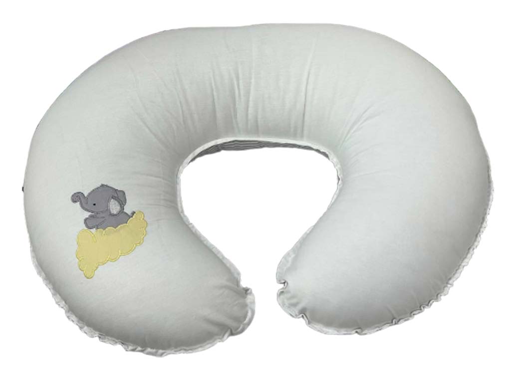 بالشت چند منظوره شیردهی نوزاد طرح گلدوزی فیل و ماه طوسی الا ELA