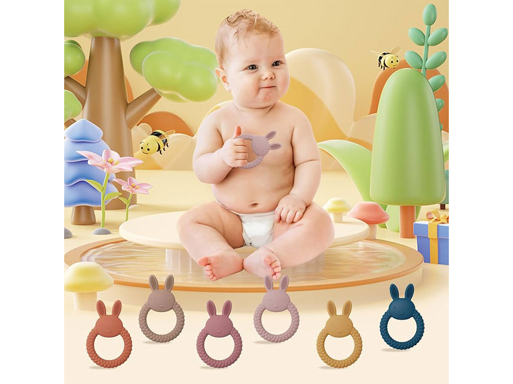 دندانگیر سیلیکونی نوزادی قابدار طرح خرگوش