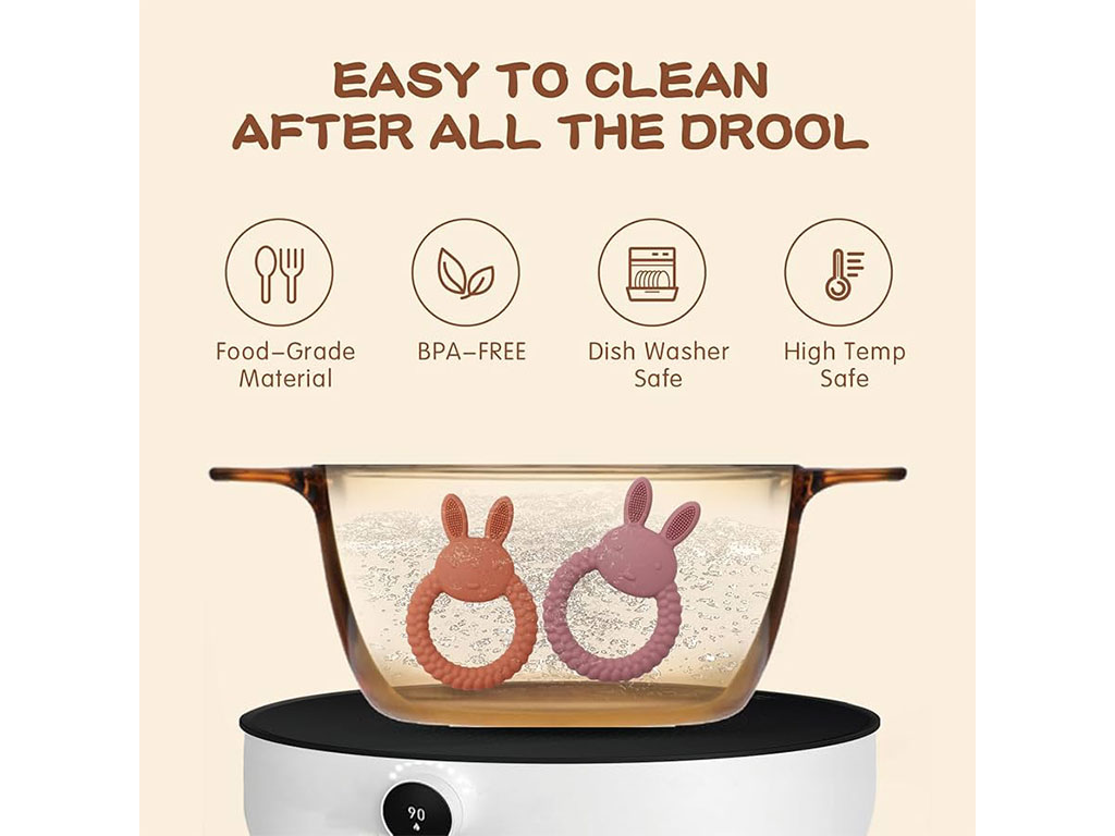 دندانگیر سیلیکونی نوزادی قابدار طرح خرگوش