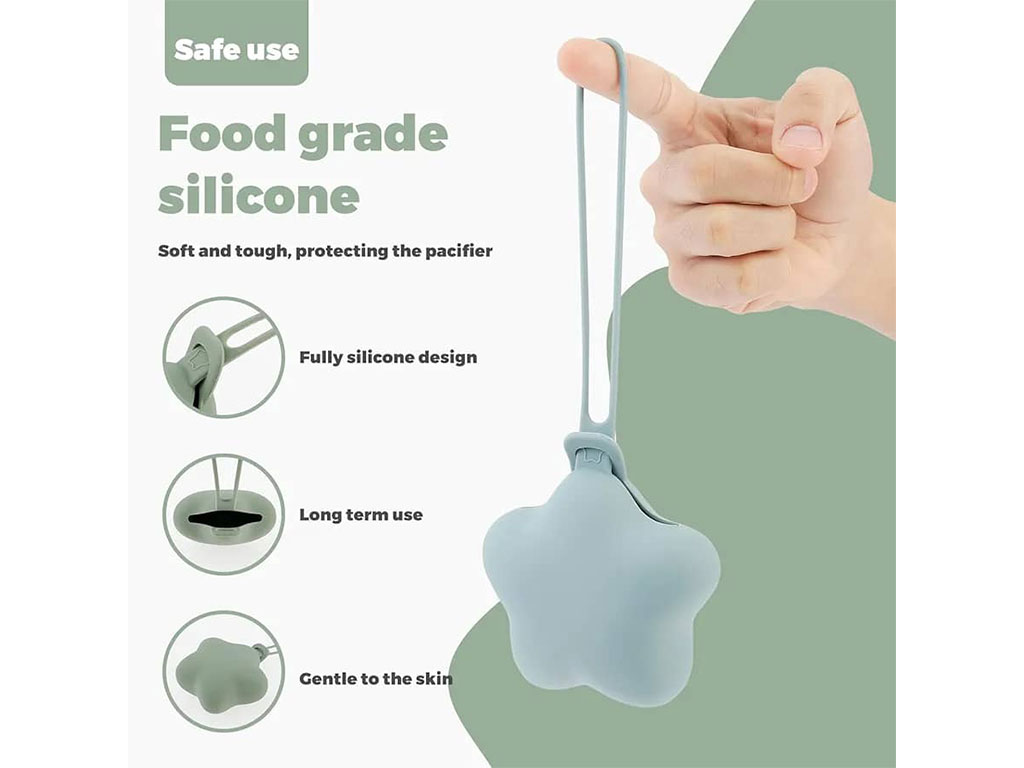 قاب پستانک زیپ دار  تمام سیلیکونی بند دار طرح ستاره