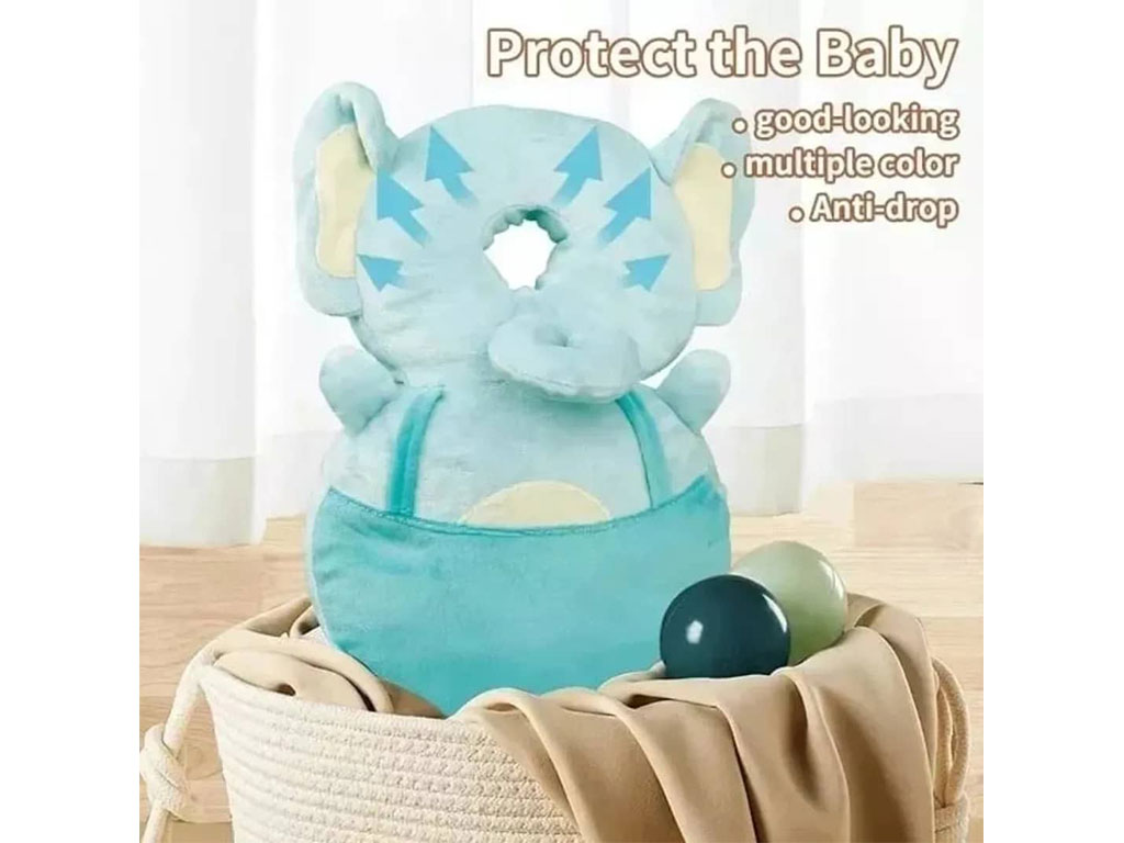 ضربه گیر عروسکی سر نوزاد و کودک مدل کوله پشتی طرح فیل