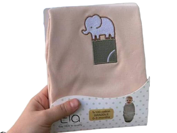 قنداق چسبی پنبه ای طرح فیل نسکافه ای روشن الا ELA