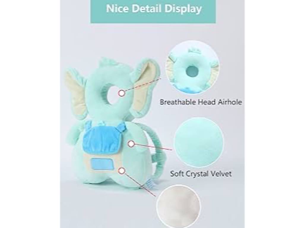 ضربه گیر عروسکی سر نوزاد و کودک مدل کوله پشتی طرح فیل