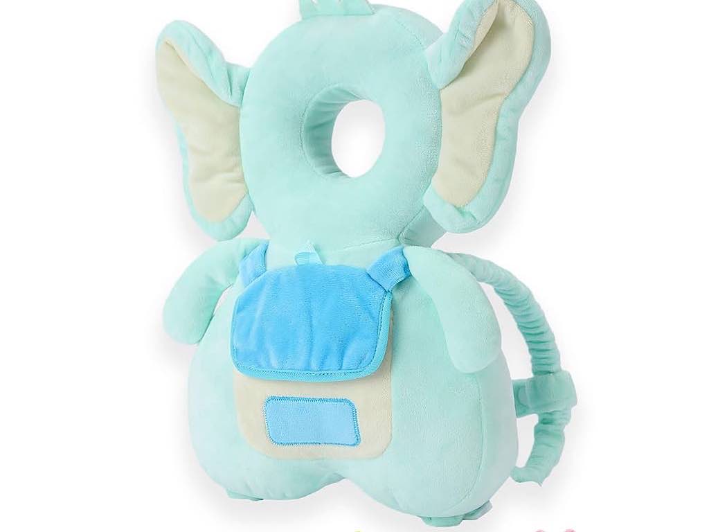 ضربه گیر عروسکی سر نوزاد و کودک مدل کوله پشتی طرح فیل