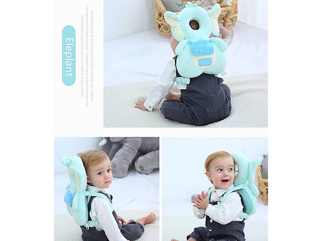 ضربه گیر عروسکی سر نوزاد و کودک مدل کوله پشتی طرح فیل