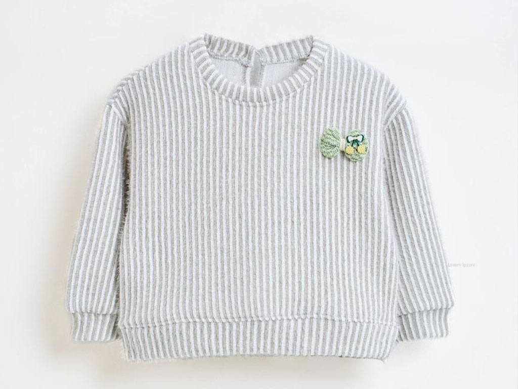 بلوز  موهر میله ای  دخترانه سبز رنگ بشیر