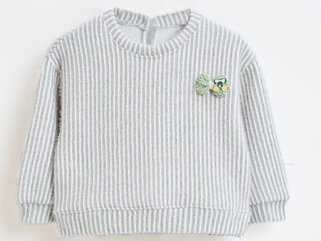 بلوز  موهر میله ای  دخترانه سبز رنگ بشیر