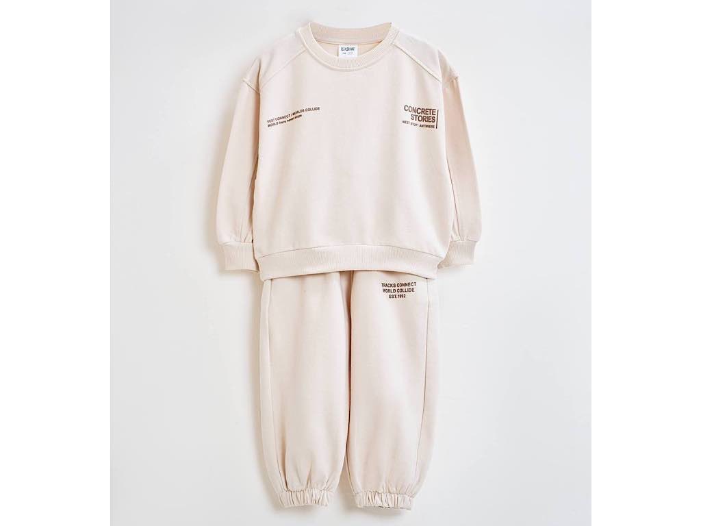 ست بلوز و شلوار دورس نوزاد و کودک  رنگ کرم نسکافه ای  بشیر