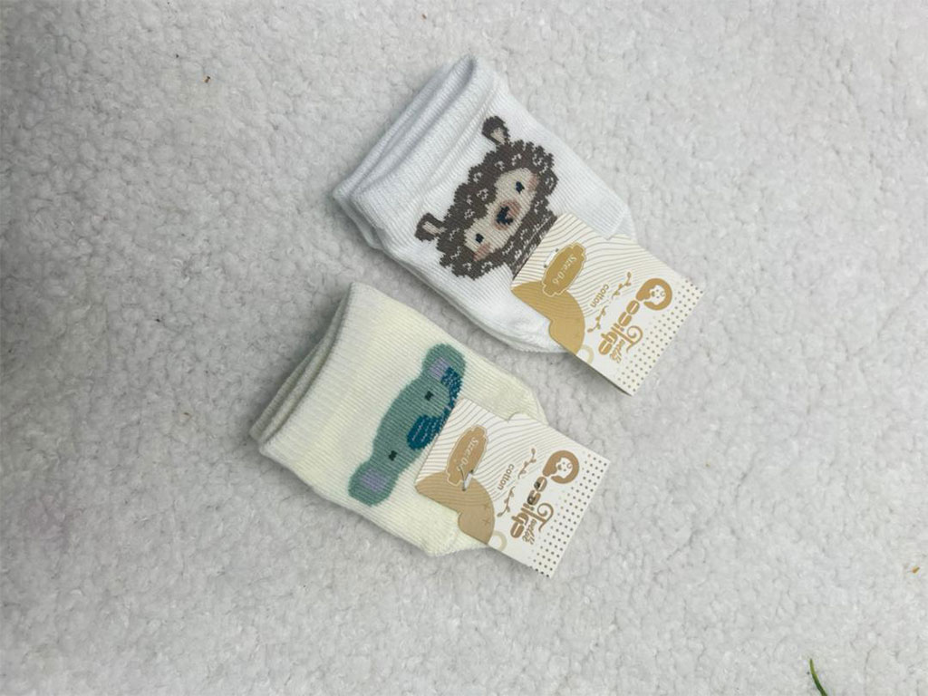 جوراب استپ دار نوزادی رنگی طرح حیوانات سایز 24-18 ماه