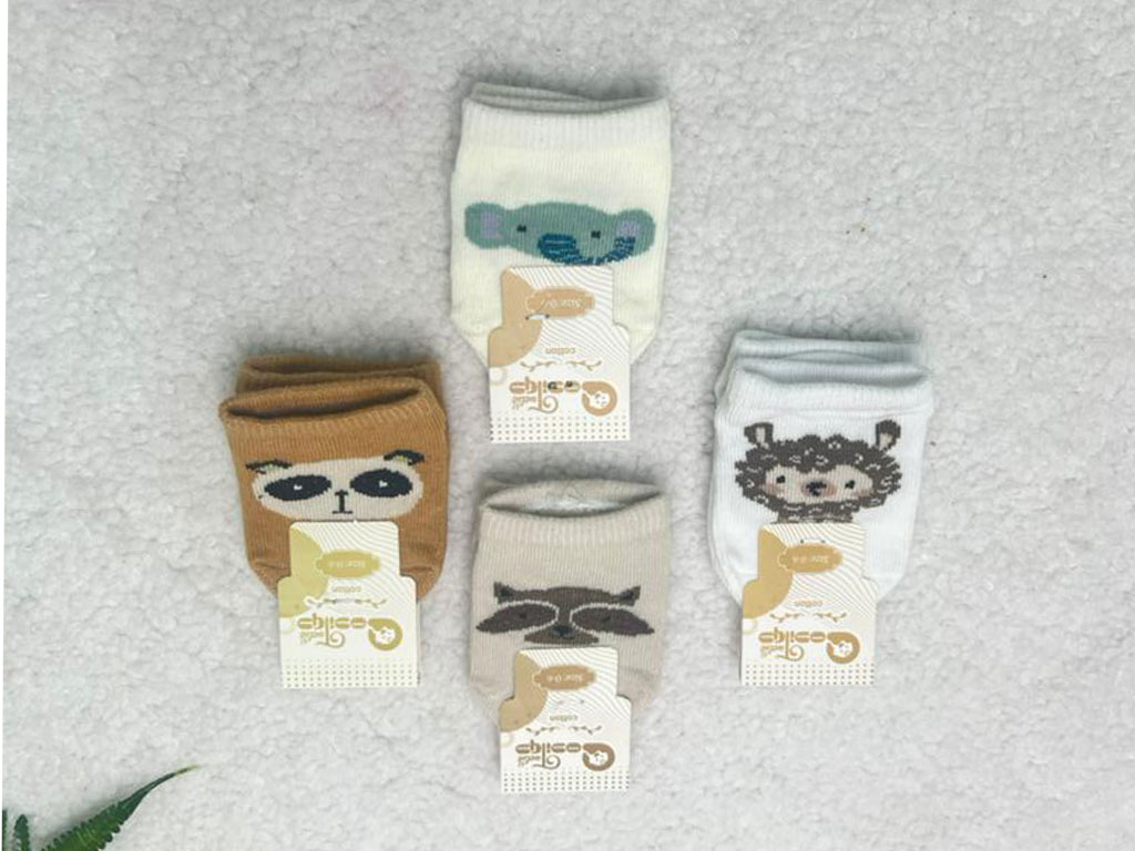 جوراب استپ دار نوزادی رنگی طرح حیوانات سایز 24-18 ماه