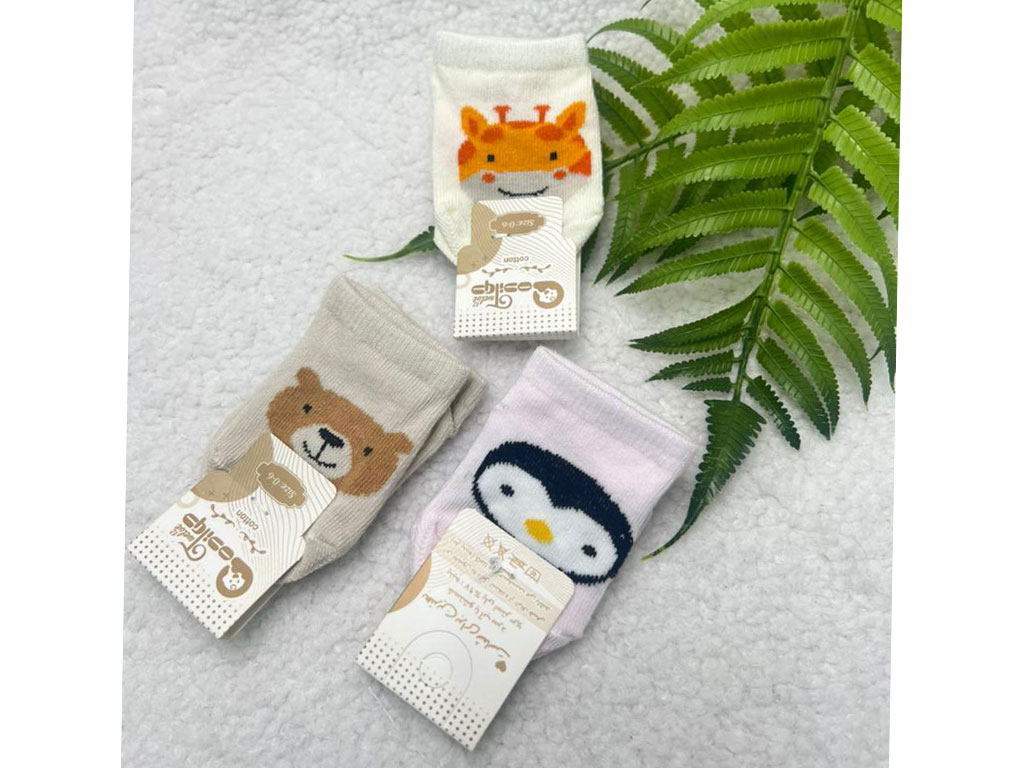 جوراب استپ دار نوزادی رنگی طرح حیوانات سایز 24-18 ماه