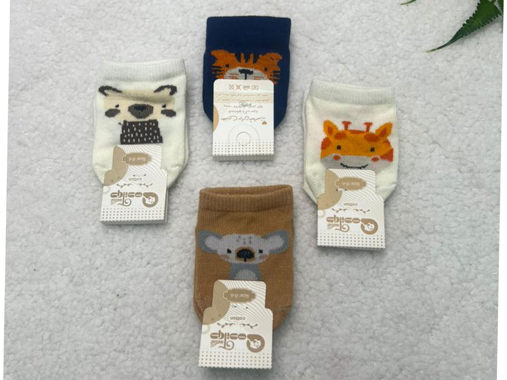 جوراب استپ دار نوزادی رنگی طرح حیوانات سایز 18-12 ماه