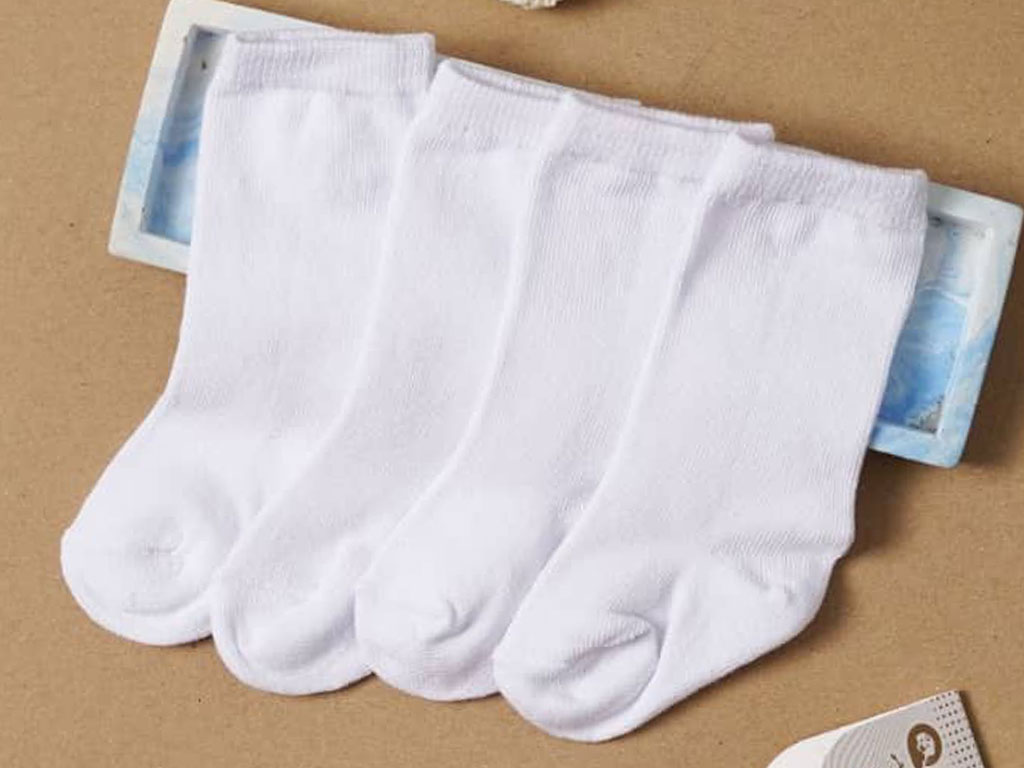 جوراب ساق دار ساده سفید