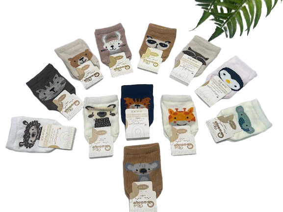 جوراب استپ دار نوزادی رنگی طرح حیوانات سایز 24-18 ماه